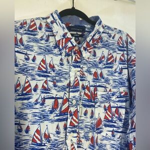 Crown & Ivy Men's Classic Fit Sailboat Button Down Shirt Size 3XLT Tropical Boat